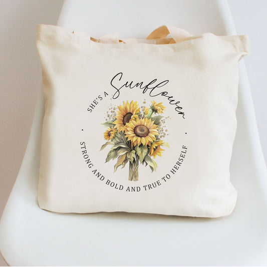 Canvas Tote Bag Floral Sunflower  - Beach Tote Bag