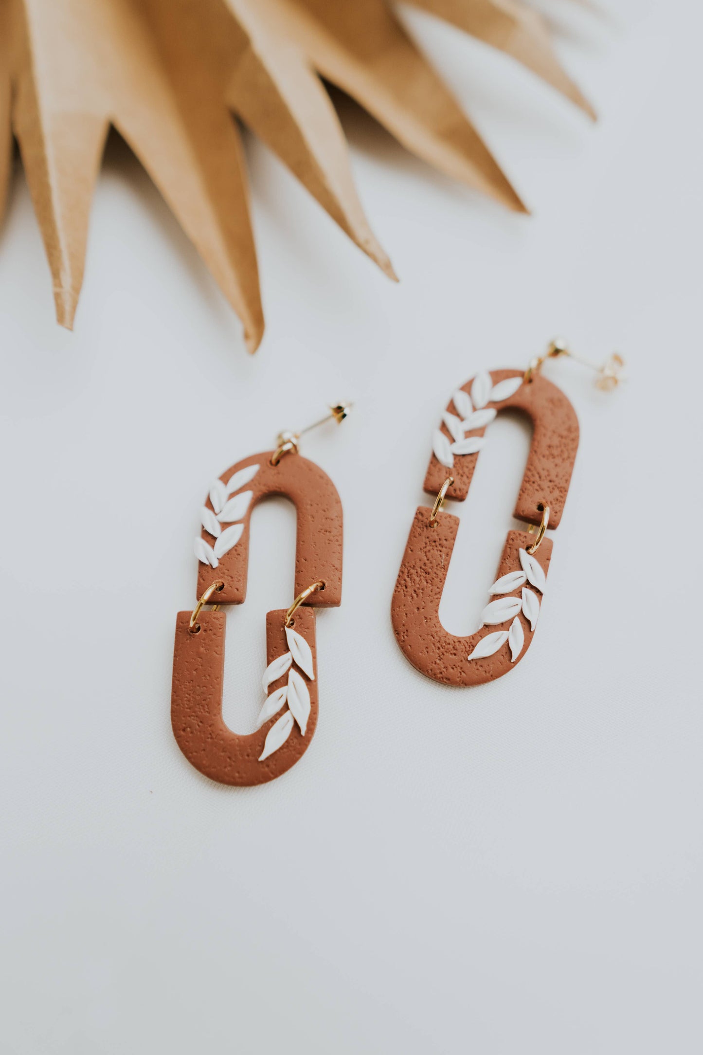 Summer Statement Clay Earrings | Orange Clay Leaf Earrings