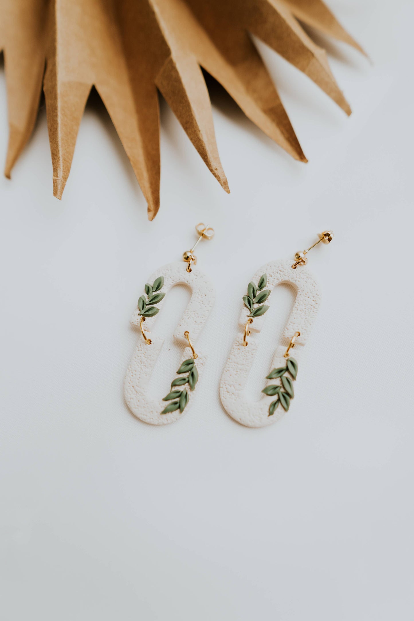 Modern Statement Clay Earrings | Creamy Vines Clay Earrings