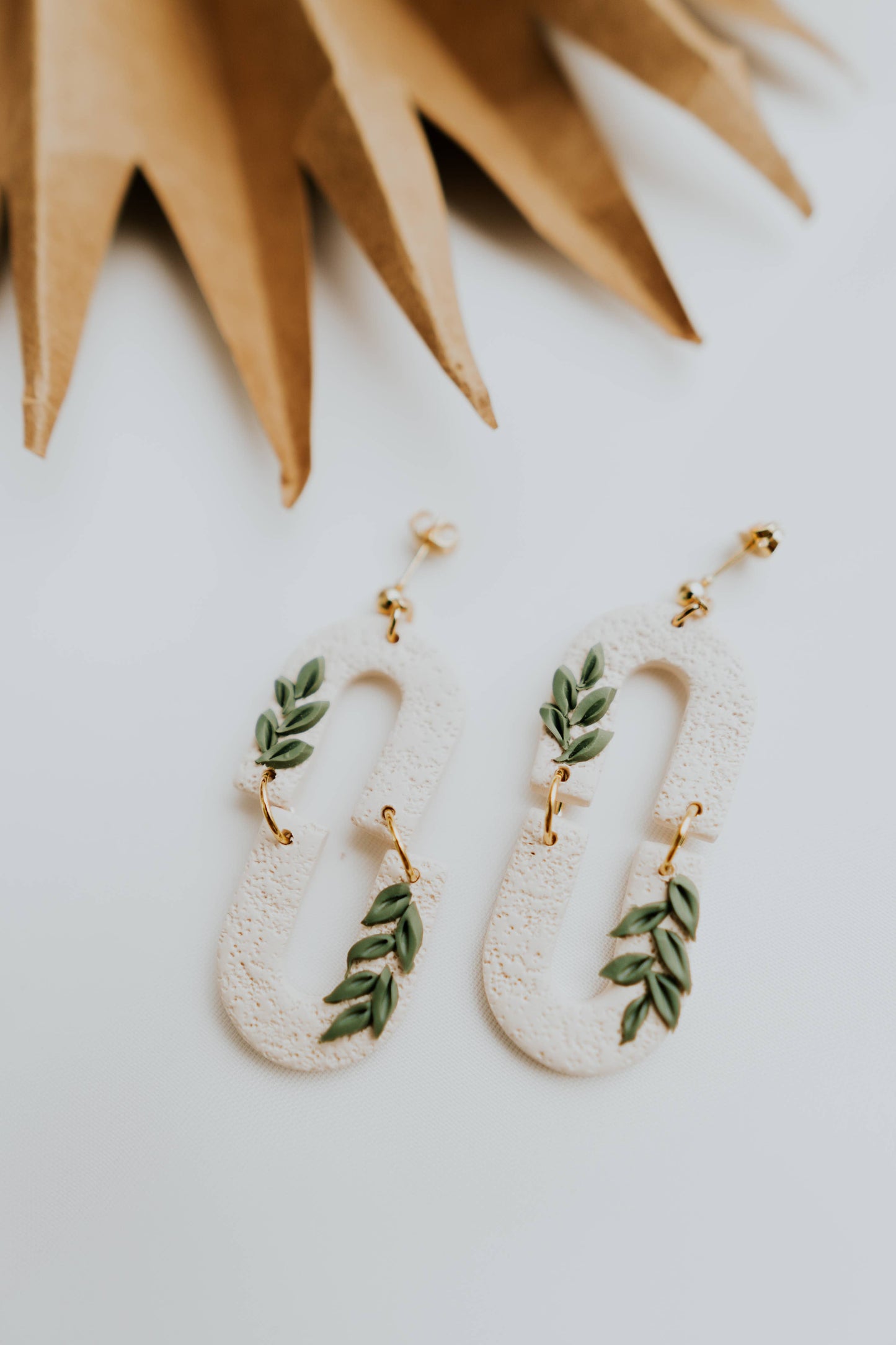 Modern Statement Clay Earrings | Creamy Vines Clay Earrings