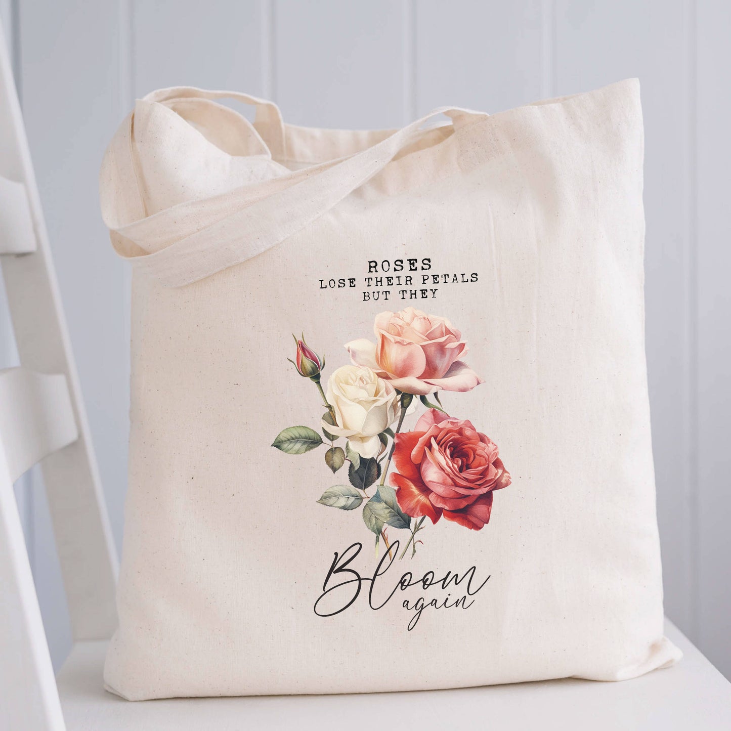 Canvas Tote Bag Floral  - Beach Tote Bag