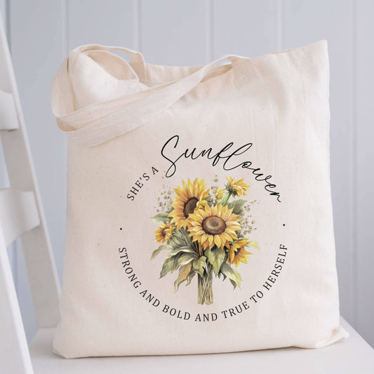 Canvas Tote Bag Floral Sunflower  - Beach Tote Bag