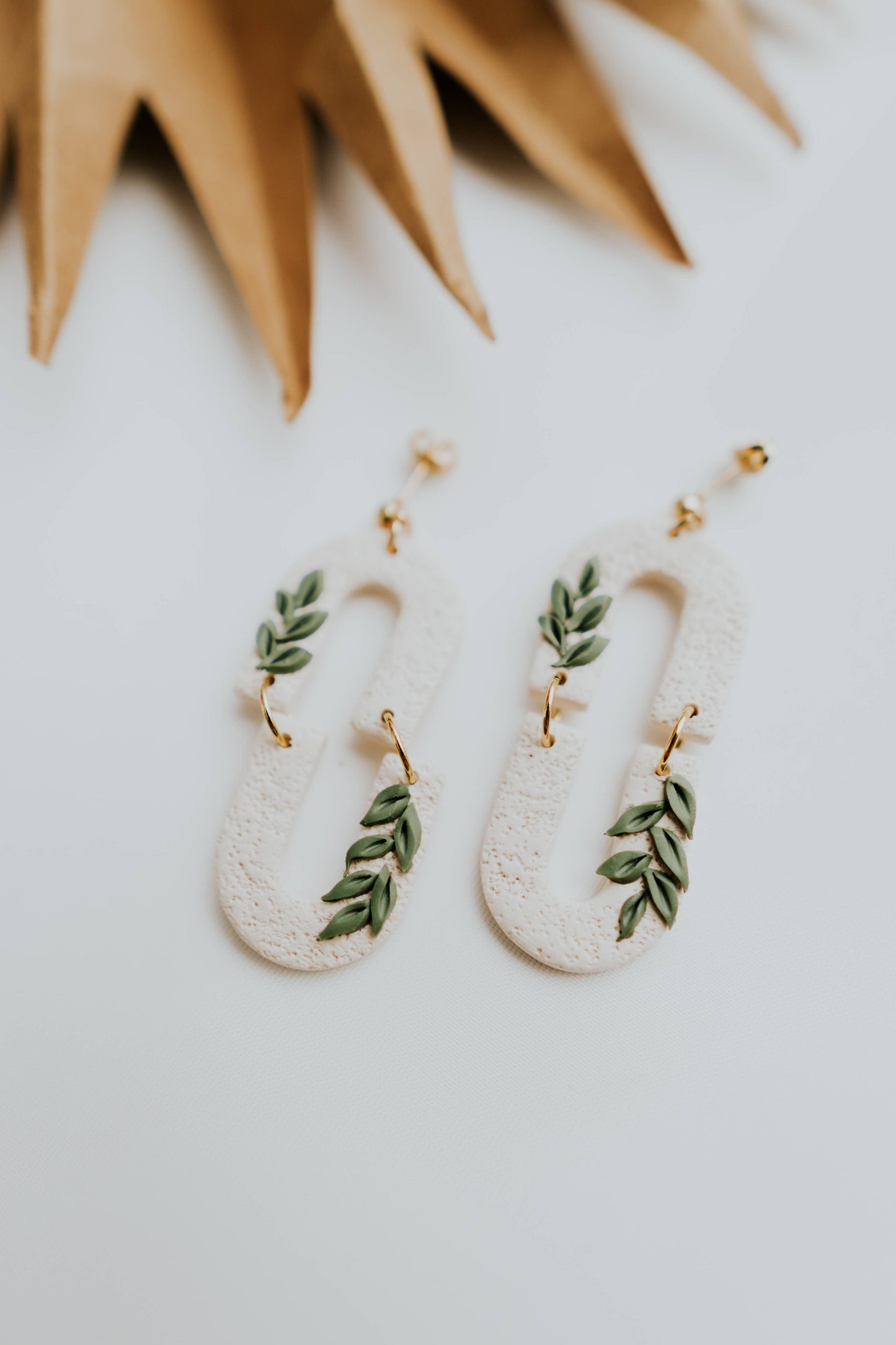 Modern Statement Clay Earrings | Creamy Vines Clay Earrings