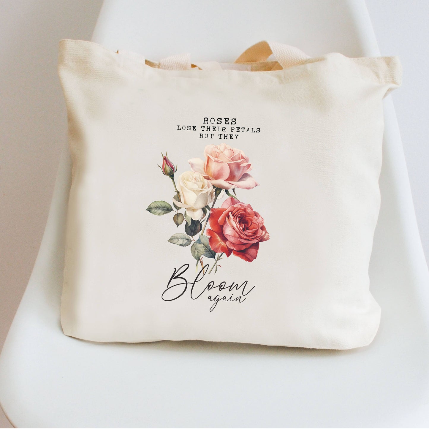 Canvas Tote Bag Floral  - Beach Tote Bag