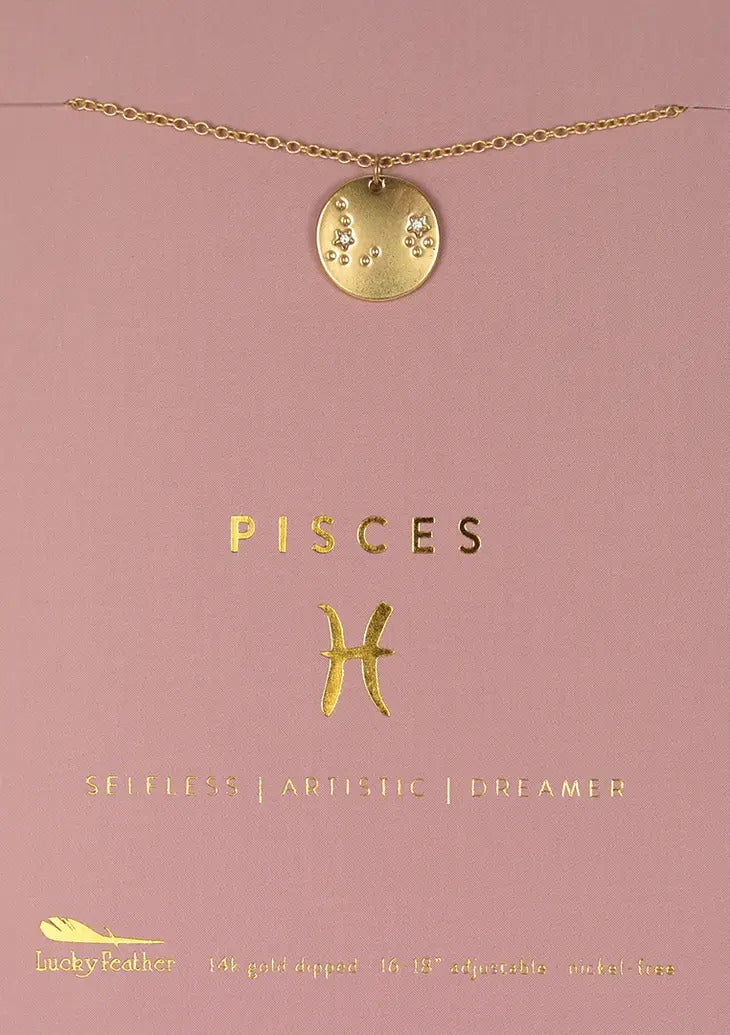 Zodiac Necklace - Gold - Pisces (Feb 19-Mar 20)