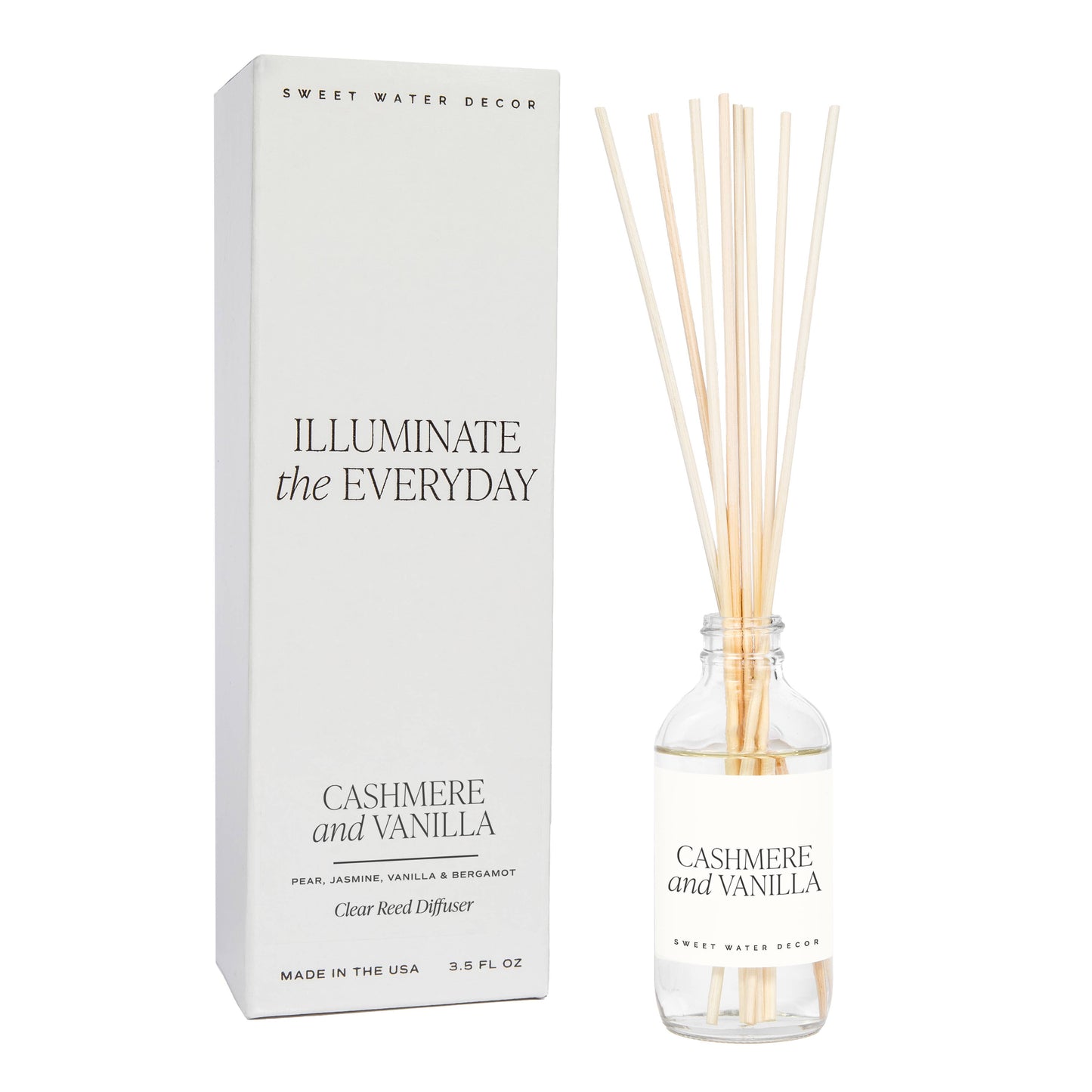 Cashmere and Vanilla Clear Reed Diffuser- Gifts, Home Decor