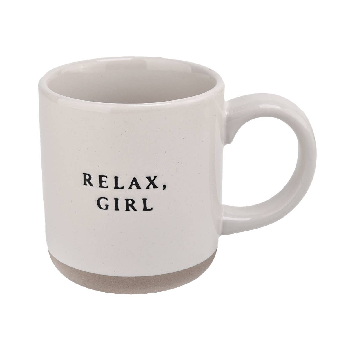 Relax Girl - Cream Stoneware Coffee Mug - 14 oz