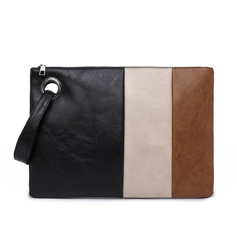 Patchwork Color PU Leather Ladies Clutch